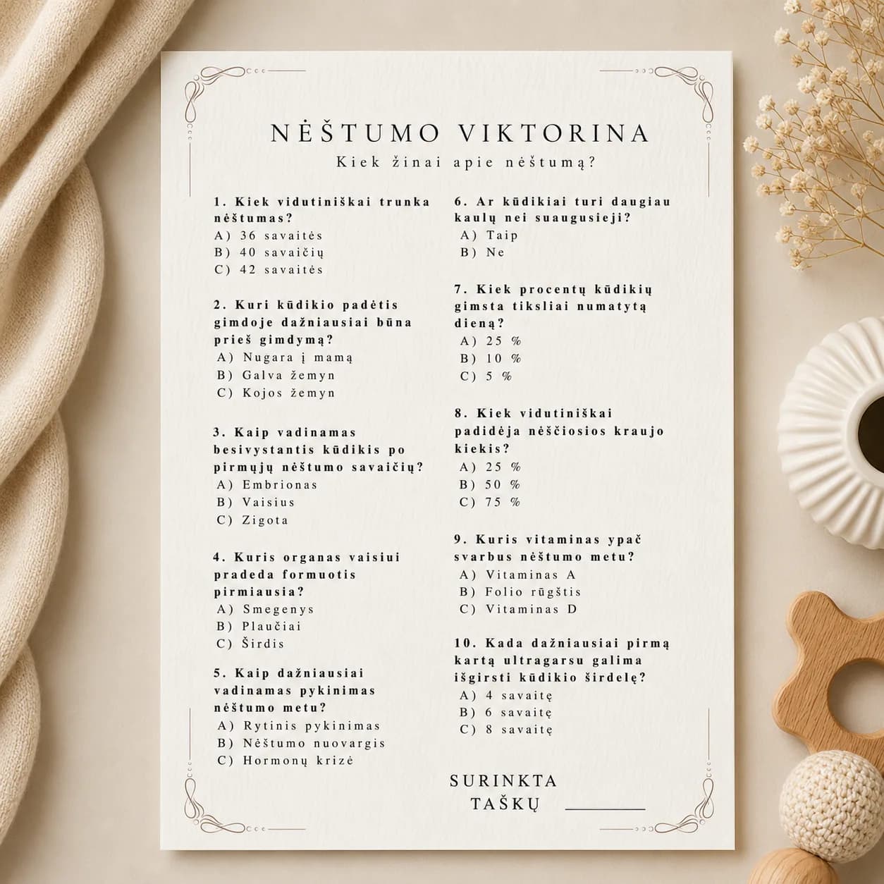 „Nėštumo viktorina“ | Baby Shower žaidimas | PDF | Meškučių tema