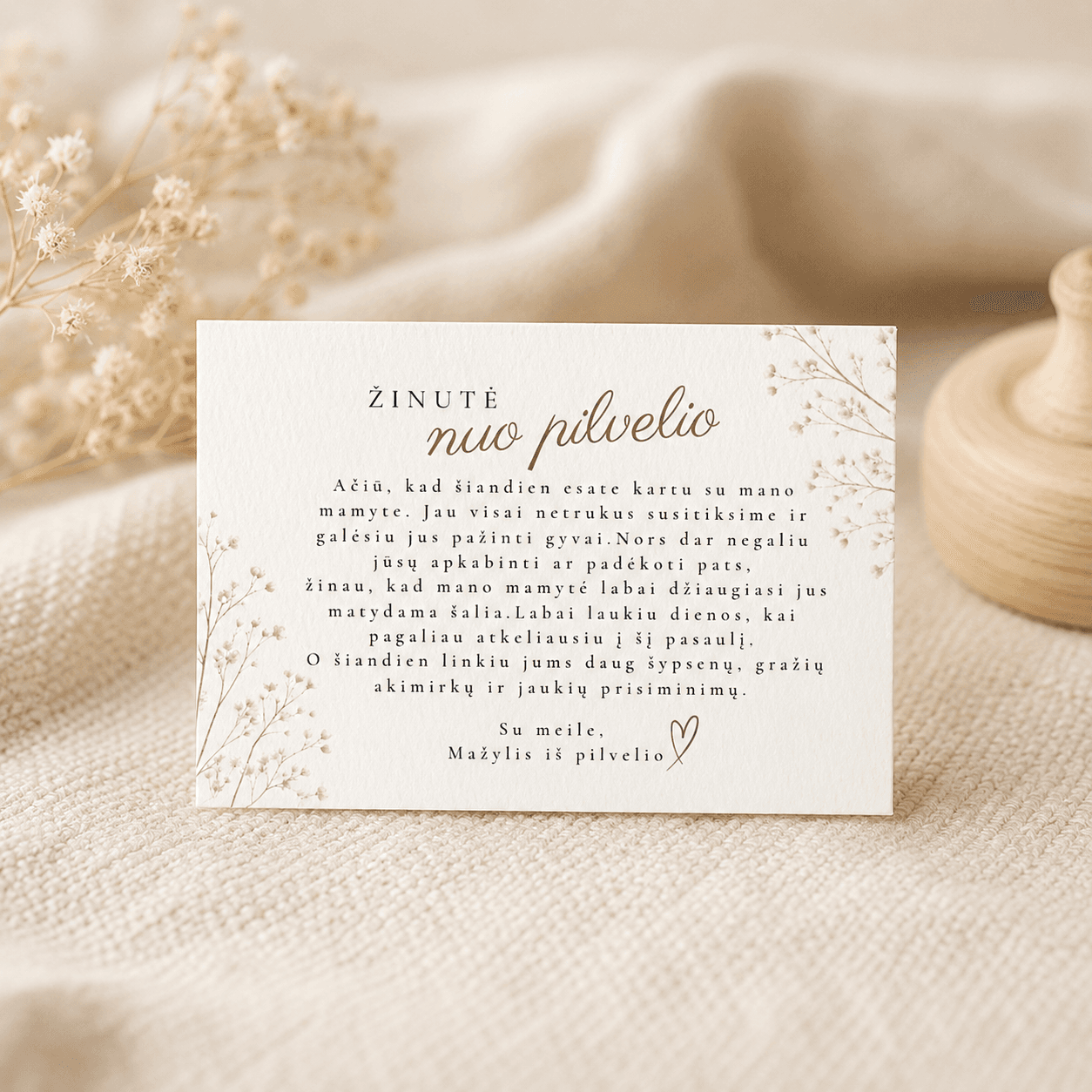Žinutė nuo pilvelio | Baby shower kortelė | Meškučių tema