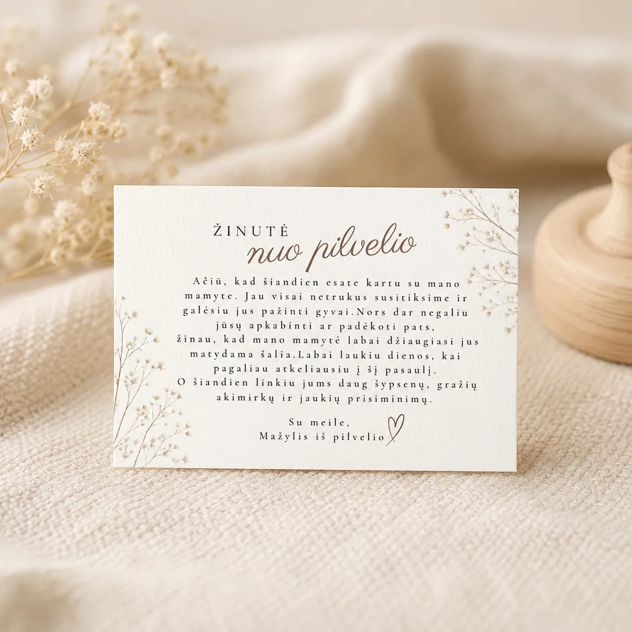 Žinutė nuo pilvelio | Baby shower kortelė | Meškučių tema