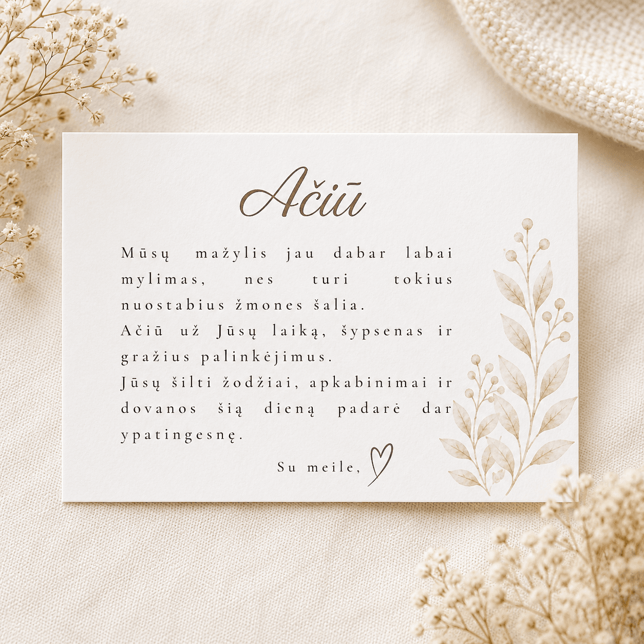 „Ačiū nuo būsimos mamytės“ | Baby shower kortelė | Meškučių tema