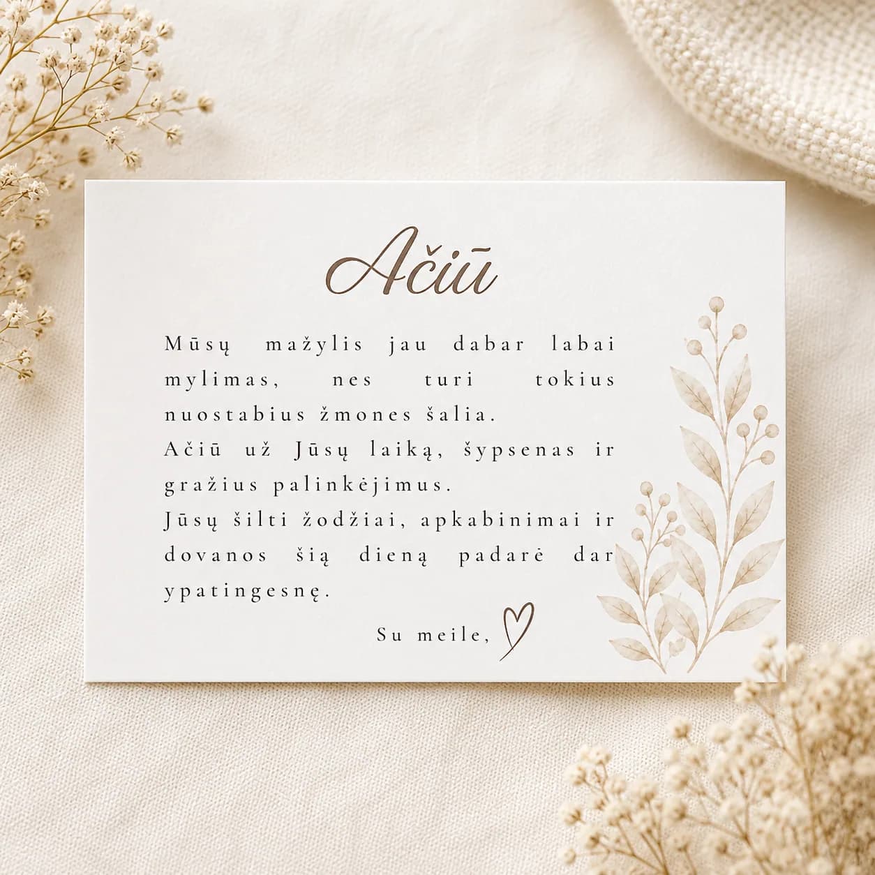 „Ačiū nuo būsimos mamytės“ | Baby shower kortelė | Meškučių tema