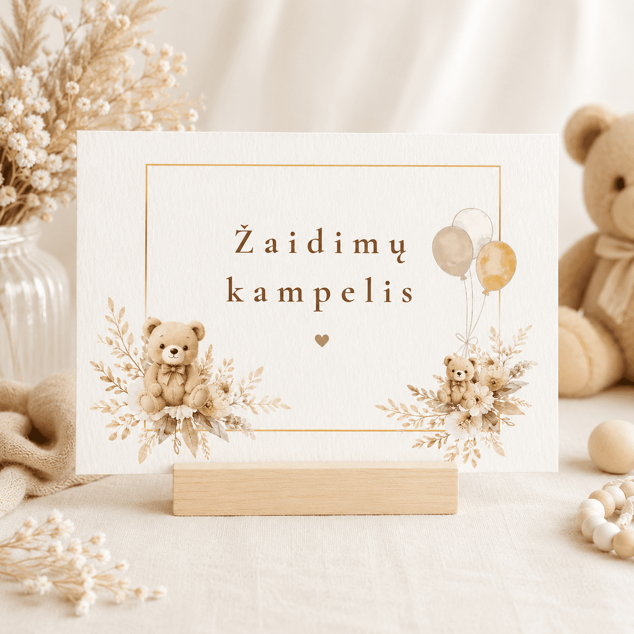 „Žaidimų kampelis“ | Baby shower stalo dekoracija | Meškučių tema