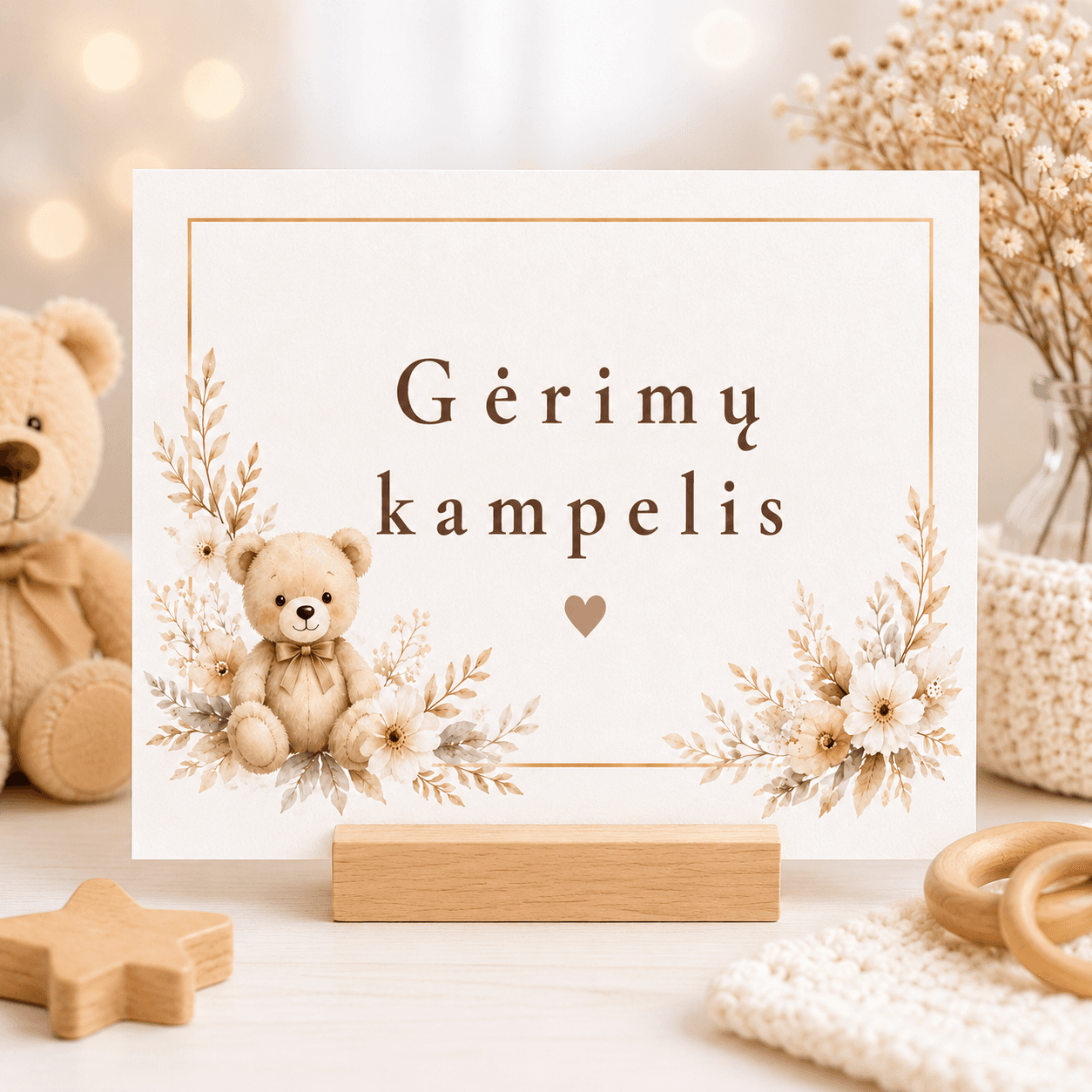 „Gėrimų kampelis“ | Baby shower stalo dekoracija | Meškučių tema
